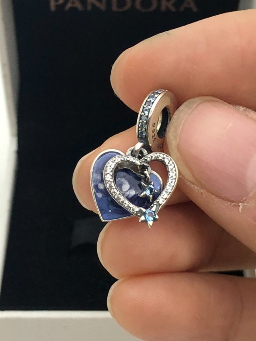 ✨🔥Pandora Celestial Shooting Star Heart Double Dangle Charm